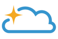 The image displays a blue cloud with a yellow star on its upper left, symbolizing a technology-related logo or icon.